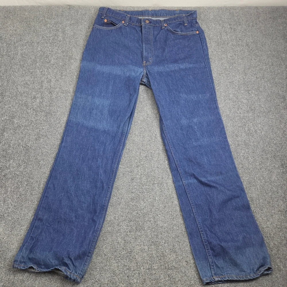Vintage Levis 509 Jeans 38x32 Blue Orange Tab 80s USA Made Straight Leg 509-0217